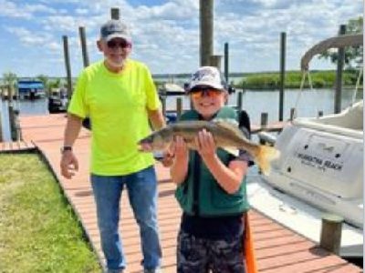 Dad and son fishing
